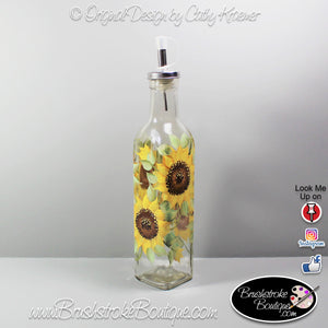 Hand Painted Oil Bottle - Daisies - Original Designs by Cathy Kraemer