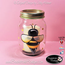 Hand Painted Mason Jar - Buzzy Bee - Original Designs by Cathy Kraemer