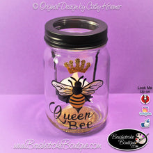 Hand Painted Mason Jar - Queen Bee - Original Designs by Cathy Kraemer
