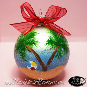 Beachy Keen Ornament - Hand Painted Glass Ball Ornament - Original Designs by Cathy Kraemer