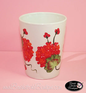Hand Painted Coffee Mug - Geraniums - Original Designs by Cathy Kraemer
