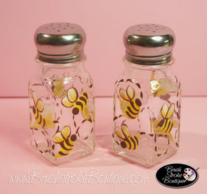 Hand Painted Salt & Pepper Shakers - Bumble Bees - Original Designs by Cathy Kraemer