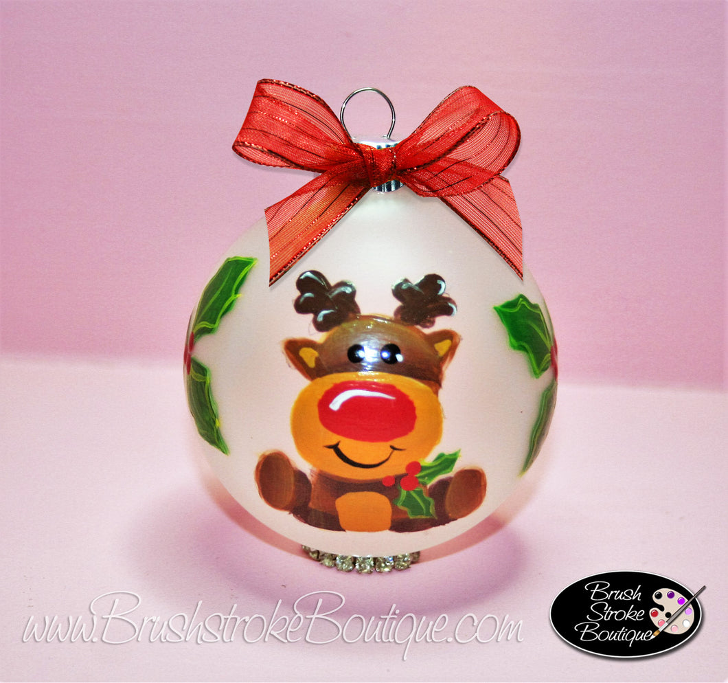 Christmas Reindeer Ornament - Hand Painted Ornament - Original Designs by Cathy Kraemer