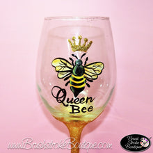 Hand Painted Wine Glass - Queen Bee - Original Designs by Cathy Kraemer