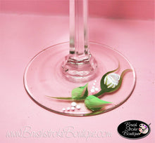 Hand Painted Wine Glass - Rosebuds - Original Designs by Cathy Kraemer