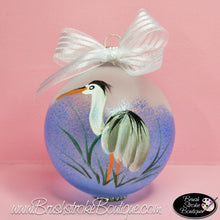 Heron Ornament - Hand Painted Glass Ball Ornament - Original Designs by Cathy Kraemer