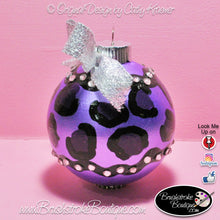 Hand Painted Ornament - Glass Ball Ornament -Leopard Bling - Original Designs by Cathy Kraemer