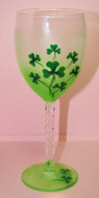 Hand Painted Wine Glass - Shamrocks - Original Designs by Cathy Kraemer