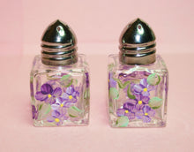 Mini Hand Painted Salt & Pepper Shakers - Purple Forget-Me-Nots - Original Designs by Cathy Kraemer