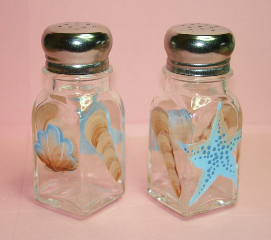 Hand Painted Salt & Pepper Shakers - Sea Shells - Original Designs by Cathy Kraemer