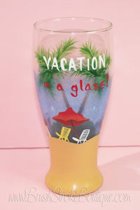 Hand Painted Wine Glass - Beachy Keen Vacation - Original Designs by Cathy Kraemer