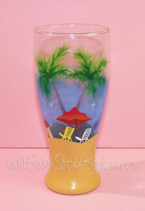 Hand Painted Wine Glass - Beachy Keen Vacation - Original Designs by Cathy Kraemer