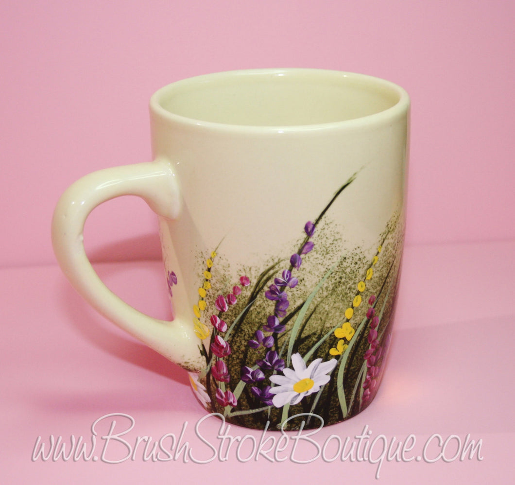 Hand Painted Coffee Mug - Wildflowers - Original Designs by Cathy Kraemer