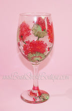 Hand Painted Wine Glass - Geraniums - Original Designs by Cathy Kraemer