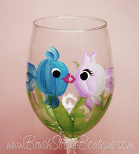 Hand Painted Wine Glass - Kissing Fish - Original Designs by Cathy Kraemer