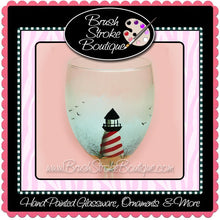 Hand Painted Wine Glass - Lighthouse - Original Designs by Cathy Kraemer