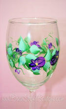 Hand Painted Wine Glass - Violets - Original Designs by Cathy Kraemer