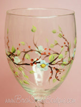 Hand Painted Wine Glass - Fall Berries - Original Designs by Cathy Kraemer