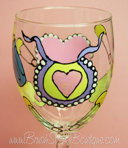 Hand Painted Wine Glass - Its A Baby - Original Designs by Cathy Kraemer