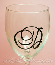 Hand Painted Wine Glass - Monogram - Original Designs by Cathy Kraemer