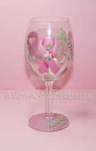 Hand Painted Wine Glass - Celebrate Life Breast Cancer - Original Designs by Cathy Kraemer