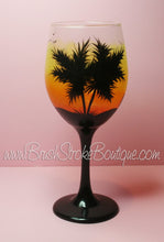 Hand Painted Wine Glass - Tropical Sunset - Designs by Cathy Kraemer