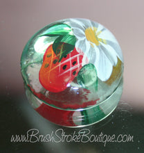 Hand Painted Glass Gems - Strawberries & Daisies - Original Designs by Cathy Kraemer