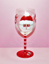 Hand Painted Wine Glass - Santa Face - Original Designs by Cathy Kraemer