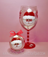 Hand Painted Wine Glass Ornament Set - Santa Face - Original Designs by Cathy Kraemer