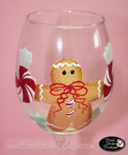 Hand Painted Wine Glass - Gingerbread - Original Designs by Cathy Kraemer